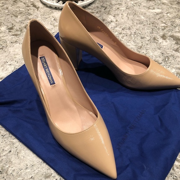NWT Stuart Weitzman sz 9 block heels light tan 3” heel - Picture 1 of 4